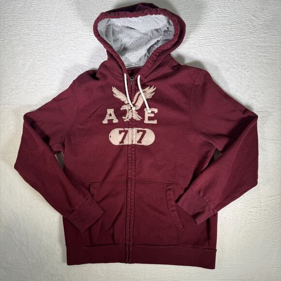 American Eagle Outfitters Other - Vtg American Eagle Hoodie Mens XL Burgundy Red Zipped Jacket Y2K